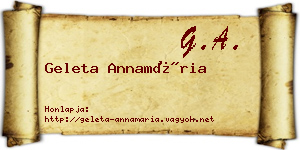Geleta Annamária névjegykártya